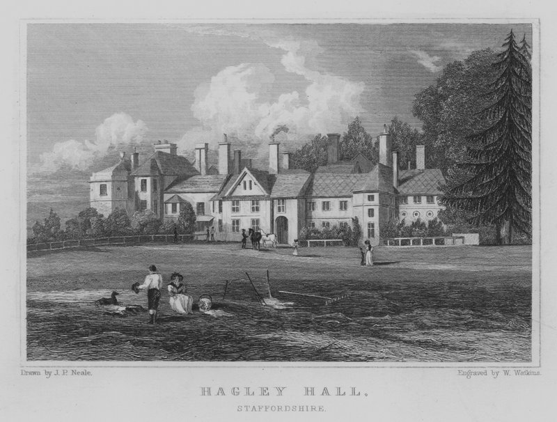 Hagley Hall, Staffordshire (gravyr) av John Preston Neale