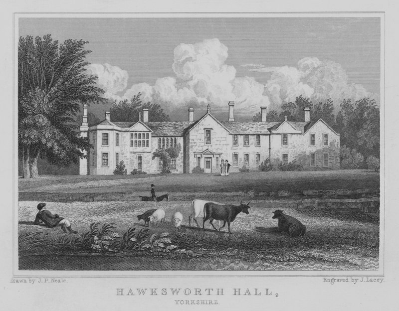 Hawksworth Hall, Yorkshire (gravyr) av John Preston Neale
