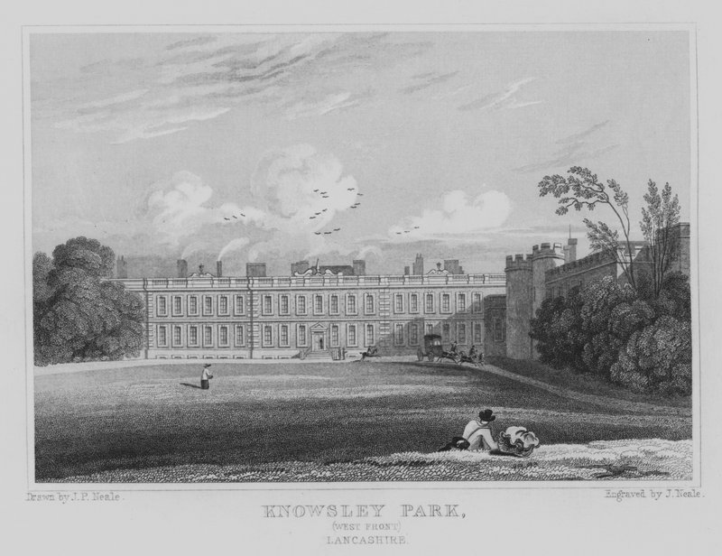Knowsley Park, West Front, Lancashire (gravyr) av John Preston Neale
