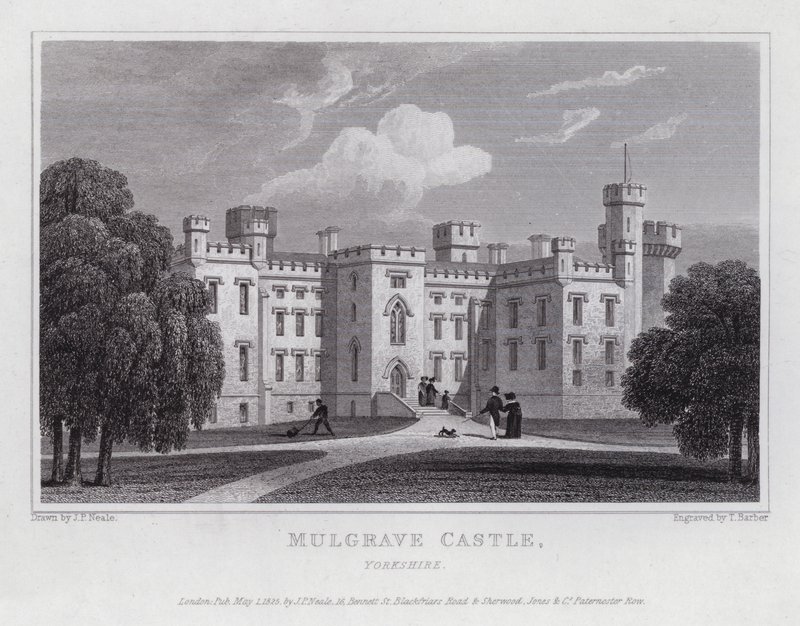 Mulgrave Castle, Yorkshire (gravyr) av John Preston Neale