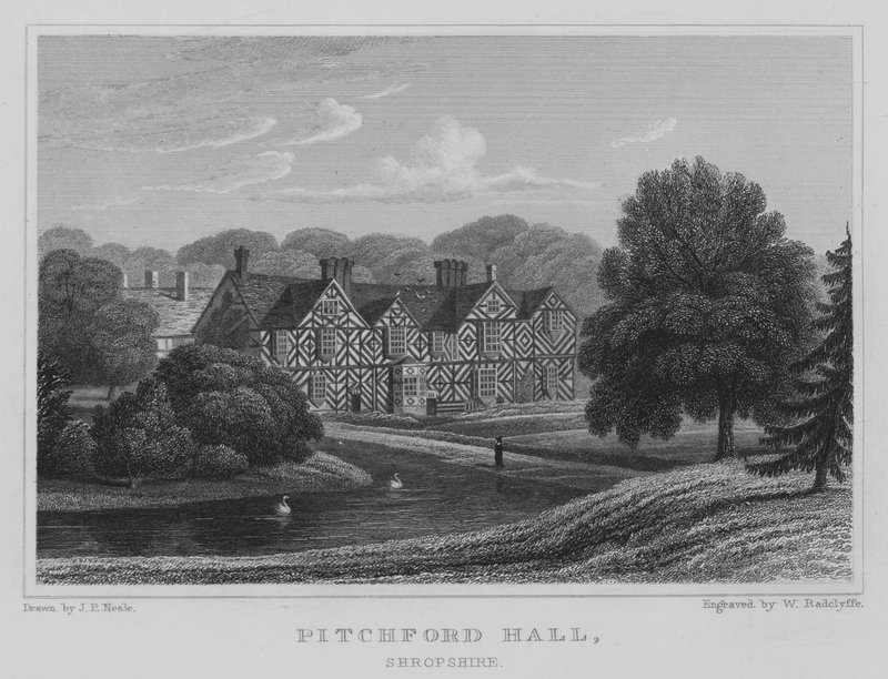 Pitchford Hall, Shropshire (gravyr) av John Preston Neale