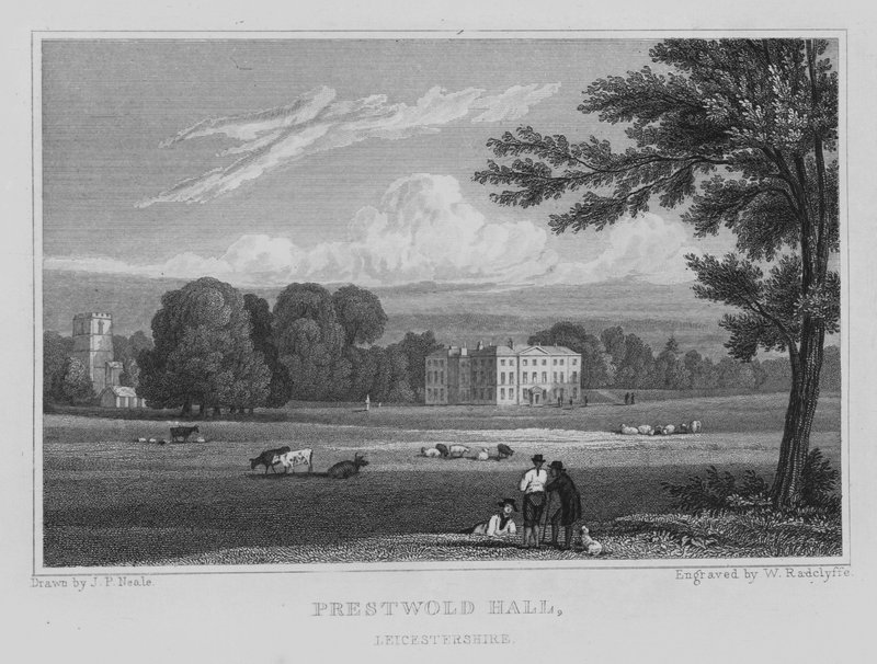 Prestwold Hall, Leicestershire (gravyr) av John Preston Neale