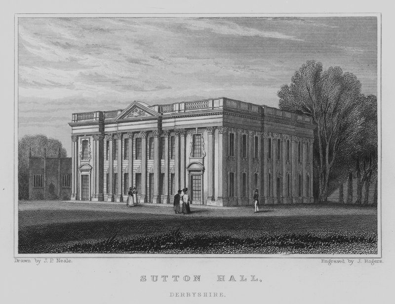 Sutton Hall, Derbyshire (gravyr) av John Preston Neale