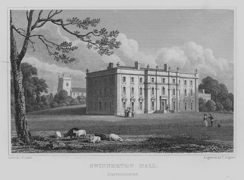 Swinnerton Hall, Staffordshire (gravyr) av John Preston Neale