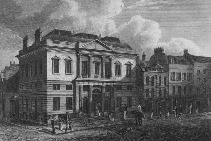 The Auction Mart, London (gravyr) av John Preston Neale