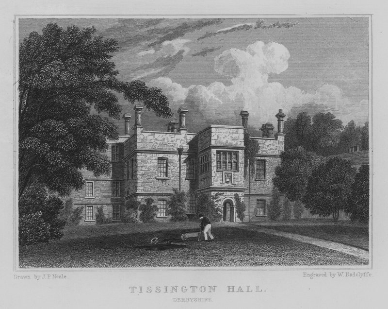 Tissington Hall, Derbyshire (gravyr) av John Preston Neale