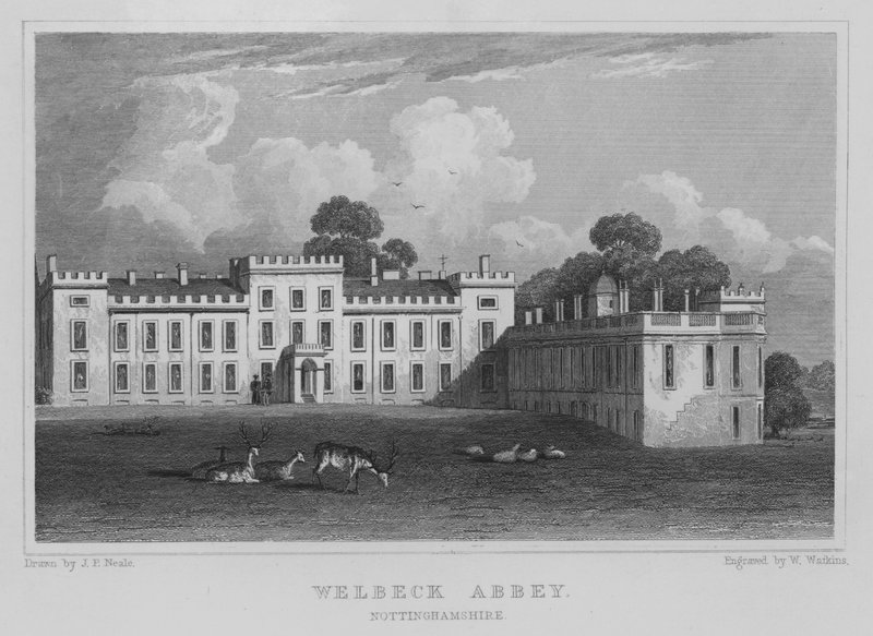 Welbeck Abbey, Nottinghamshire (gravyr) av John Preston Neale