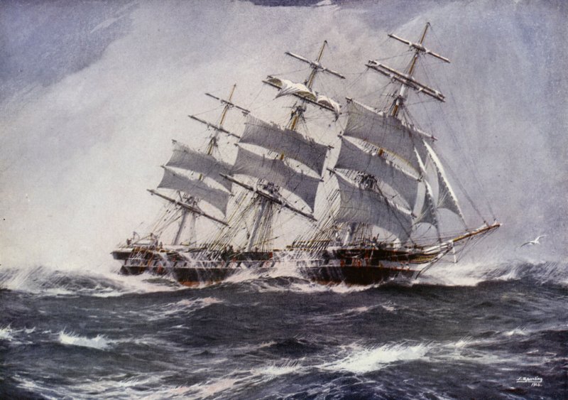 Clipperskepp: Sobraon (färg litho) av Jack (after) Spurling
