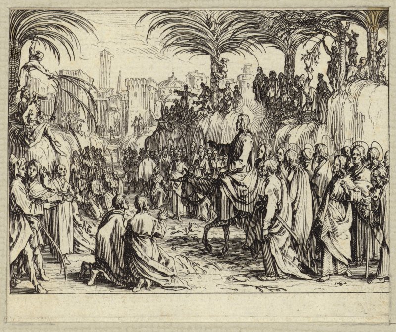 Jesus Kristus går in i Jerusalem (gravyr) av Jacques (after) Callot