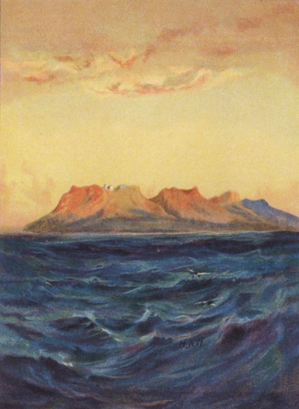 Isle of Patmos (färg litho) av James (after) Clark