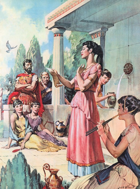 Sappho (färglitografi) av James Edwin McConnell