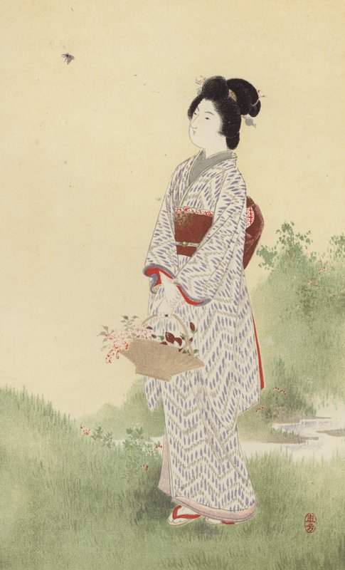 En japansk tjej (chromolitho) av Japanese School