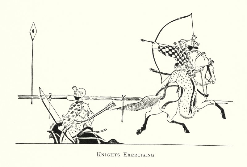 Riddarträning (litho) av Japanese School