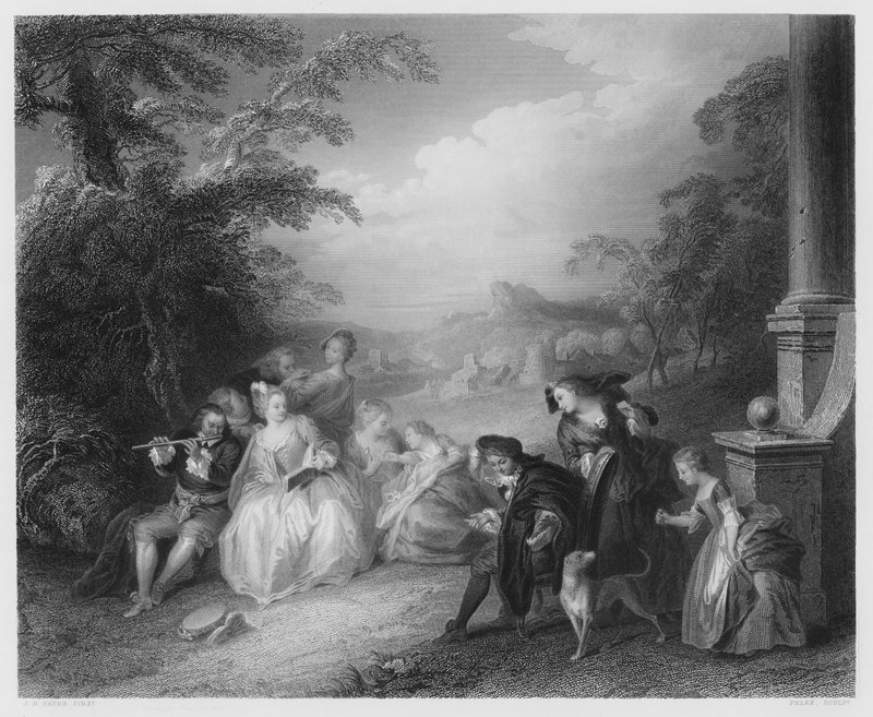 Flöjtspelaren av Jean Baptiste Joseph after Pater