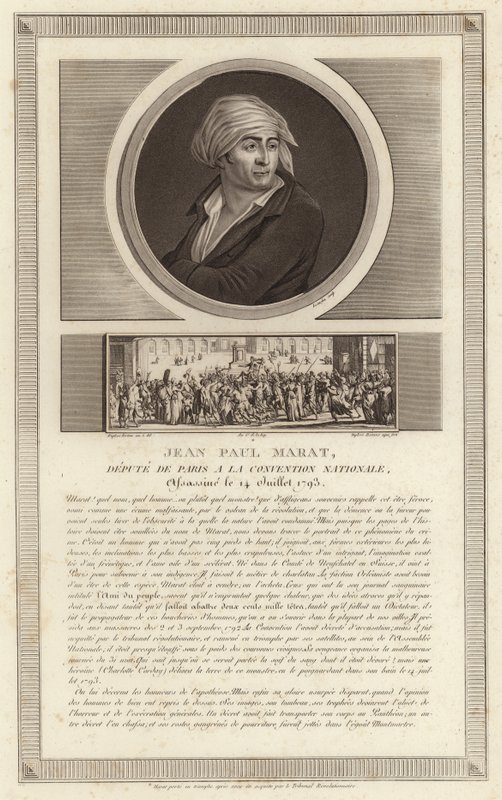 Porträtt av Jean-Paul Marat av Jean Duplessi Bertaux