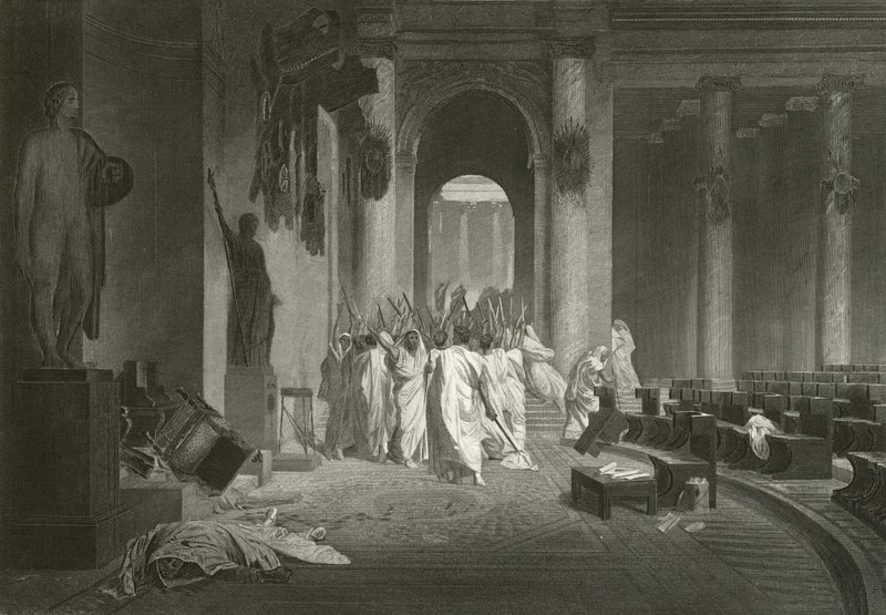 Julius Caesars död, 44 f.Kr av Jean Leon Gerome