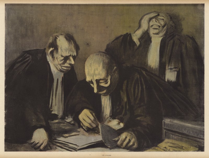Advokaterna (färg litho) av Jean Louis Forain