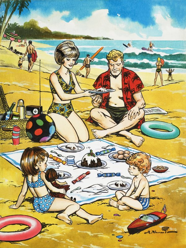 En julpicknick på stranden av Jesus Blasco