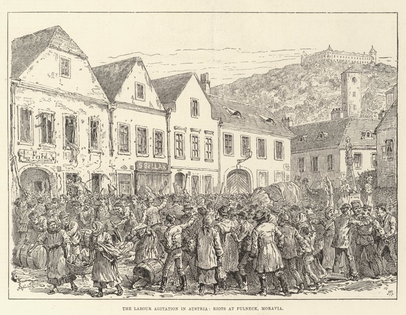 Labour Agitation i Österrike, upplopp vid Fulneck, Mähren av Johann Nepomuk Schonberg