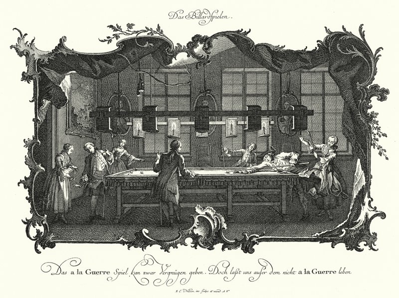 The Game of Billiard (gravyr) av Johann Esaias Nilson