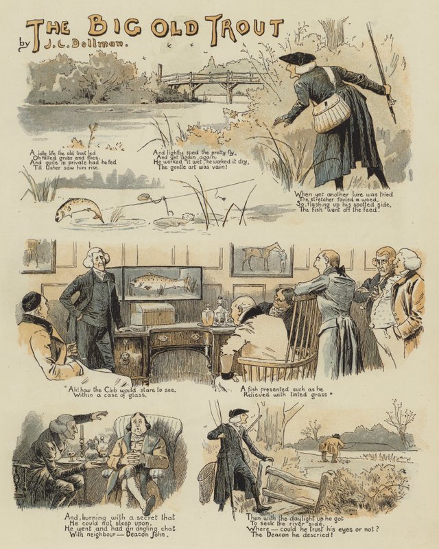 Den stora gamla öringen (chromolitho) av John Charles Dollman