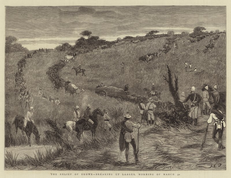 The Relief of Ekowe, break up Laager, Morgonen den 30 mars av John Charles Dollman