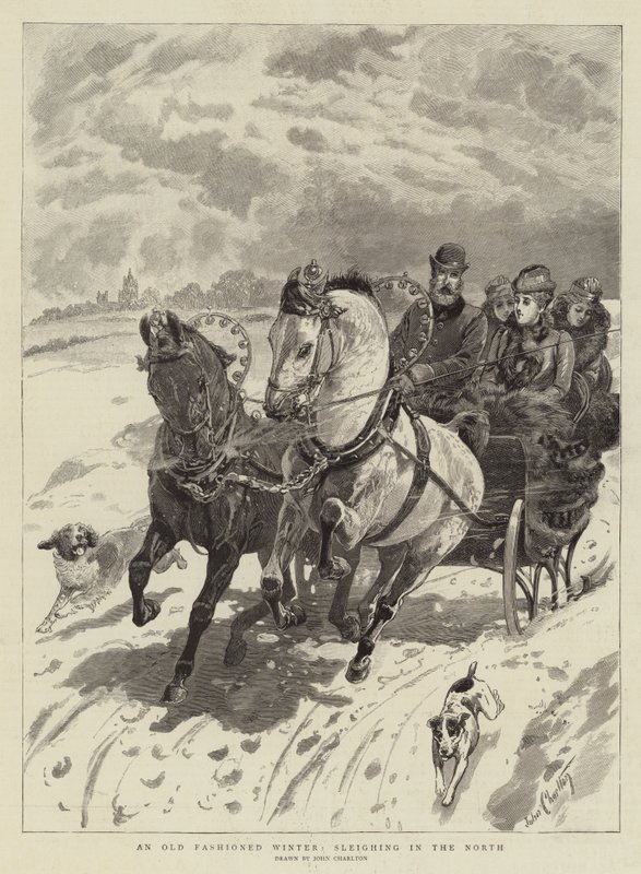 En gammaldags vinter, släde i norr av John Charlton