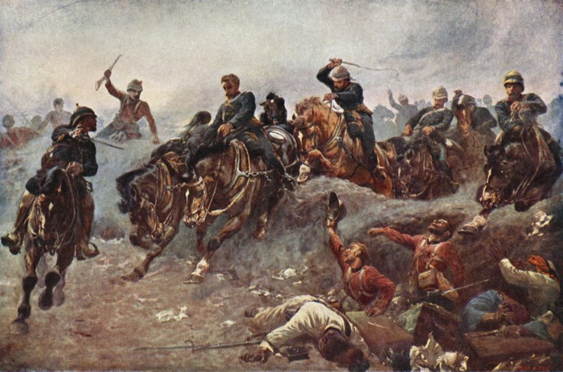 Brittiskt artilleri går in på fiendens linjer vid Tel el-Kebir, 1882 av John Charlton
