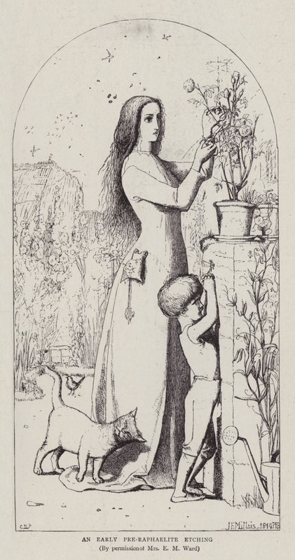 En tidig förraphaelitisk etsning av John Everett Millais