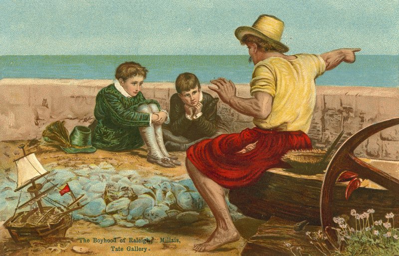 The boyhood of Sir Walter Raleigh (chromolitho) av John Everett Millais