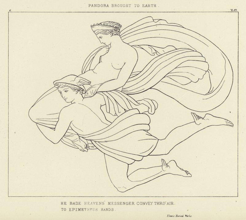 Pandora fördes till jorden av John Flaxman