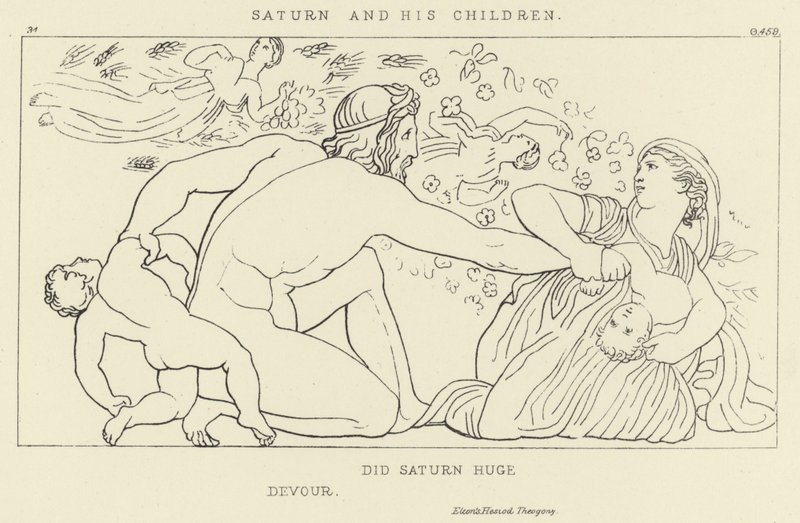 Saturnus och hans barn av John Flaxman