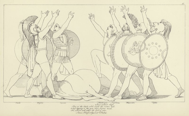 Sju hövdingar mot Thebe av John Flaxman