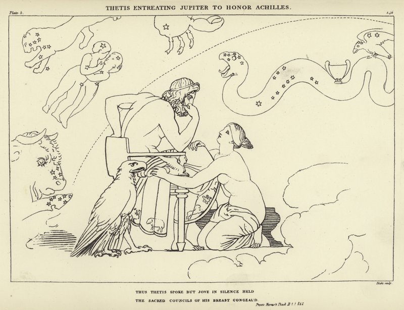 Thetis vädjar till Jupiter att hedra Akilles av John Flaxman