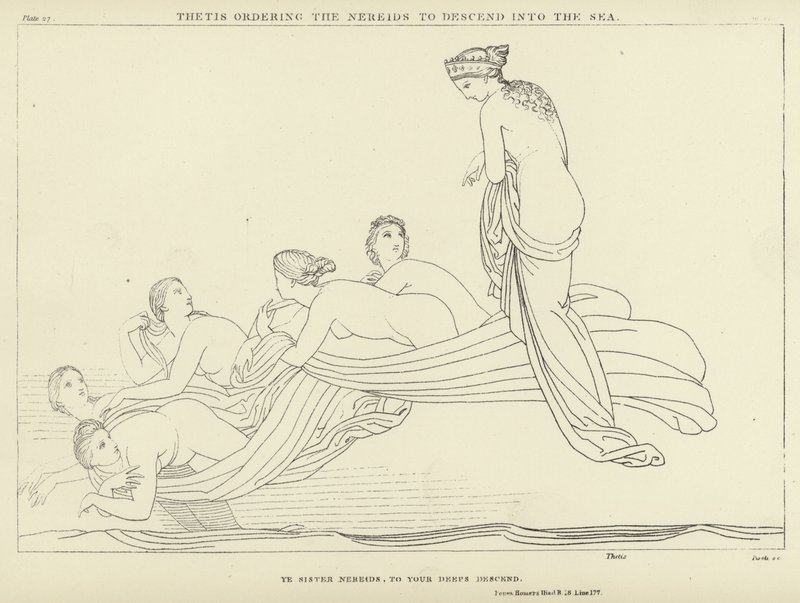 Thetis beordrar nereiderna att gå ner i havet av John Flaxman