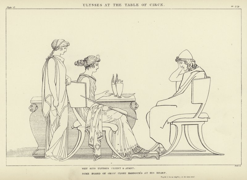 Ulysses vid Circe-bordet av John Flaxman
