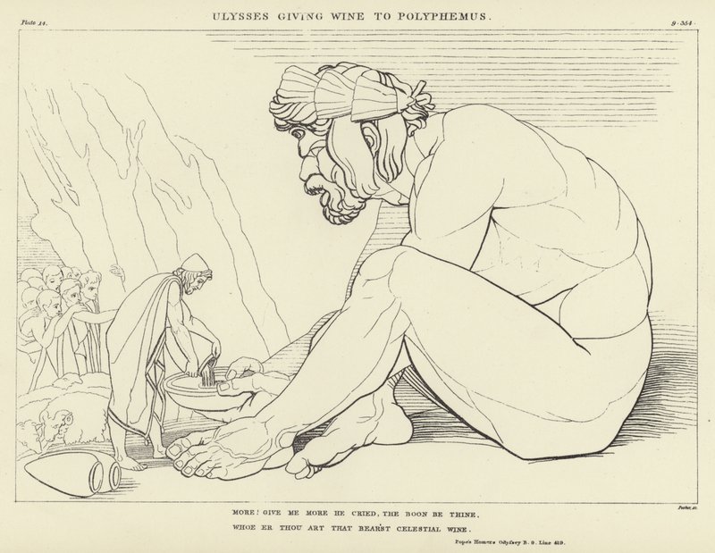 Ulysses ger vin till Polyphemus av John Flaxman