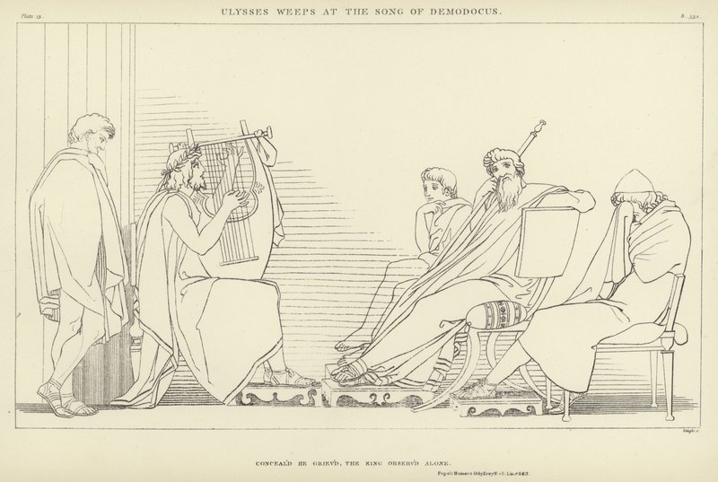 Ulysses gråter vid Song of Demodocus av John Flaxman
