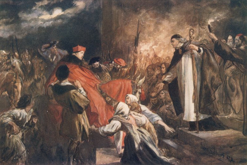 Kardinal Wolseys ankomst till Leicester Abbey, 1530 av John Gilbert
