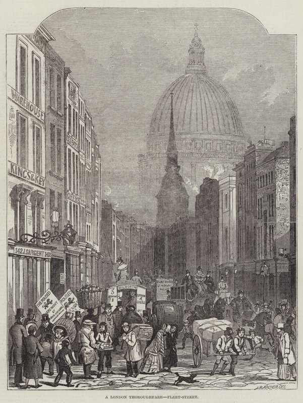 A London Thoroughfare, Fleet-Street av John Wykeham Archer