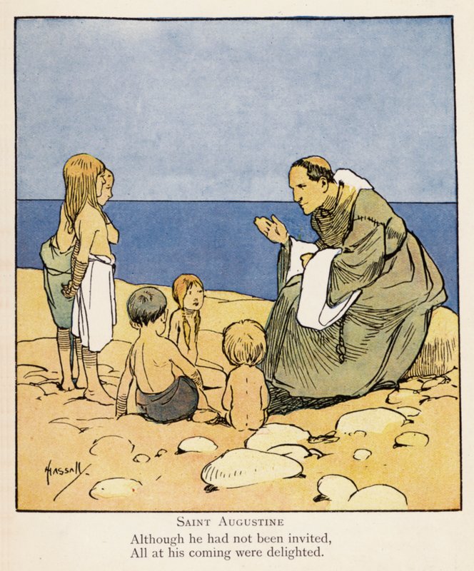 Sankt Augustinus (färglitografi) av John (after) Hassall