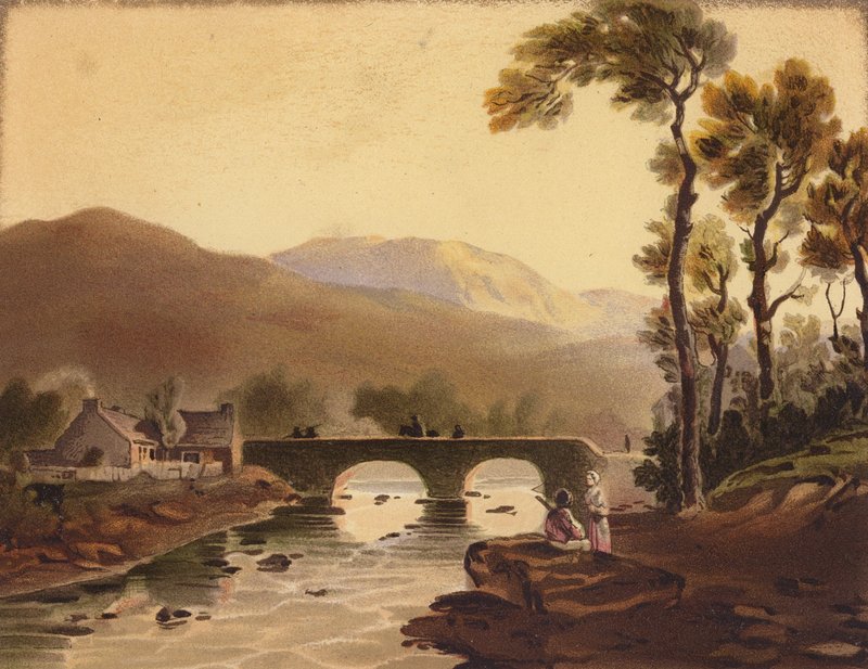 Beddgelert Bridge (färglitografi) av John (after) Varley