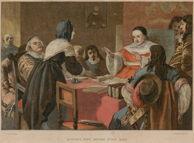 Bunyans hustru inför domare Hale av John Dawson Watson