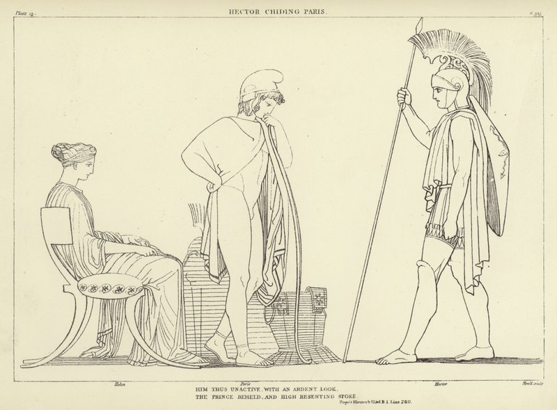 Hector skäller Paris av John Flaxman