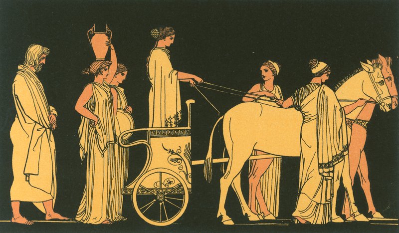 Odysseus följer Nausicaas bil av John Flaxman