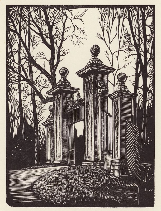 Cambridge: Clare Gates (träsnitt) av John Frederick Greenwood