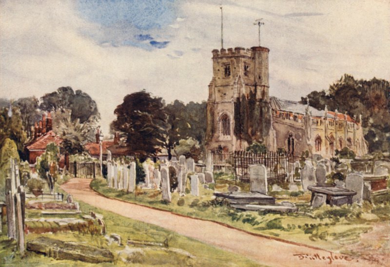 Edmonton Church (färg litho) av John Fulleylove