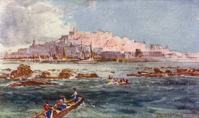 Joppa, från havet (färg litho) av John Fulleylove