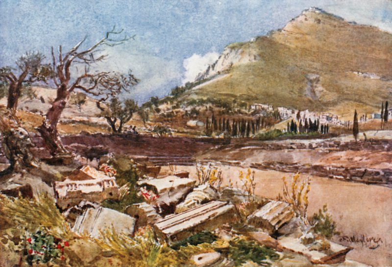 Mount Ithome från Stadion of Messene av John Fulleylove