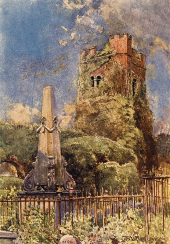 Förstörda kyrkan i Stanmore (färg litho) av John Fulleylove